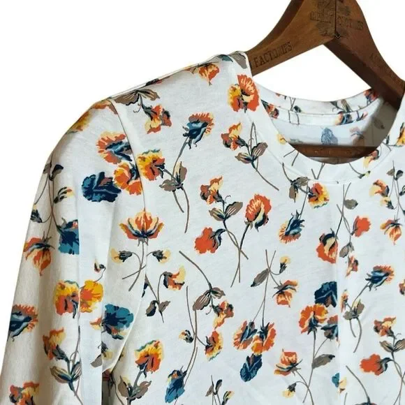 Lands' End Floral Crew Neck 100% Cotton Long Sleeve T-Shirt Multicolor Small - Picture 4 of 8